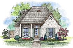 this is an artist's rendering of the front elevation of these small house plans