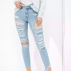 American Eagle Next Level Patched High Waisted Jegging Crop Jeans Water Recycling, Womens Cropped Jeans, Jeans American Eagle, Cropped Flares, Jeans Online, Crop Jeans, Mens Outfitters, American Eagle Jeans, Jeans Color