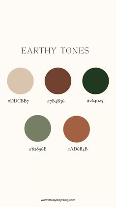 an image of earth tones with the names in each color scheme and their corresponding colors