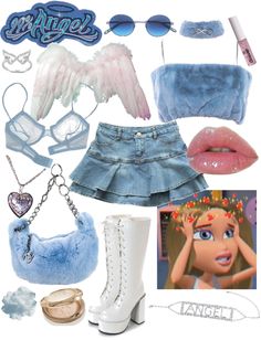 90s Bratz Aesthetic Fashion, Chloe Bratz Doll Halloween Costume, Cloe Bratz Outfits Halloween, Cloe Bratz Halloween Costume, Bratz Clothes Aesthetic, Bratz Core Aesthetic Outfits, Blue Bratz Outfit, Bratz Theme Outfit, Cloe Bratz Aesthetic Outfits