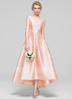 [AU$ 144.00] A-Line/Princess Scoop Neck Asymmetrical Satin Bridesmaid Dress (007090147) Satin Bridesmaid Dress, Cocktail Dresses Online, A Line Cocktail Dress, Satin Cocktail Dress, Satin Bridesmaid Dresses, Linnet, Dress Satin, Cocktail Dress Lace, Dress Silhouette