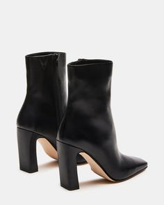 LIZABELLE Black Leather Square Toe Ankle Boot | Women's Booties – Steve Madden