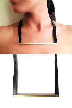 Women Bronze Necklace, Bronze Leather Necklace, Bronze Bar Necklace, Modern Necklace, Minimalist Nec Adjustable Minimalist Necklace With Rectangular Pendant, Minimalist Adjustable Rectangular Necklace, Minimalist Rectangular Necklace For Everyday Use, Brass Strip, Simple Jewerly, Simple Statement Necklace, Mens Jewerly, Cool Necklace, Hand Jewellery