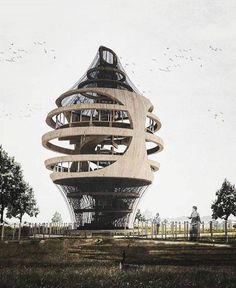 an artistic rendering of a spiral shaped building