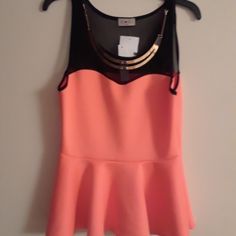 Sleeveless Shirt. Sheer Top With A Necklace. Free Kisses . Neon Coral. Xl Casual Party Blouse With Vest, Casual Party Blouse, Casual Tank Blouse For Party, Casual Sleeveless Top For Party, Casual Sleeveless Party Top, Casual Sleeveless Blouse For Party, Casual Tank Blouse For Night Out, Pink Sleeveless Blouse For Night Out, Free Kisses