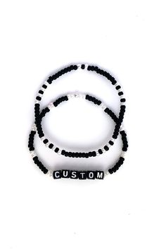 You can now create your own Custom Phrase on our bracelets! Limit to 10 characters, enter in Custom field (please note we do not have special characters at this time, i.e. hearts, ampersands, starts, etc.). Bracelets inspired by running but cute enough to wear all day long. Wear alone or pair with matching stack, choose from two sizes. One or Two bracelets included. Hand-crafted using glass beads and acrylic letter beads. Elastic stretch bracelet Care: Handle with care, remove when showering, sw Pink Mermaid, Custom Bracelet, Acrylic Letters, Create And Craft, Letter Beads, Custom Bracelets, Special Characters, Cool Items, Stretch Bracelet