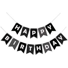 black and white happy birthday banner