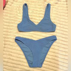 Pacsun Blue Bikini Size Small Super Cute Material And Style And Pretty Blue Color Never Worn Accepting Offers Thankyou Not Sold Anymore Bought Last Year Blue Tankini For Sunbathing During Beach Season, Blue Seamless Swimwear For Sunbathing, Triangle Top Swimwear For Warm Weather, Light Blue Triangle Top Swimwear For Sunbathing, Blue Seamless Tankini For Beachwear, Blue Seamless Tankini For Beach Party, Blue Seamless Summer Tankini, Blue Seamless Tankini For Pool, Blue Seamless Swimwear For Beach