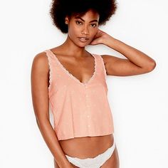 Victoria's Secret Cotton Lace Trim Button Up Cami Sleep Tank & Lace Hem Bottom Color: Light Pink & Peach Stripes With White Daisy Print - Scoop Neckline - Button Up Front - Sleeveless - White Lace Trim - Imported Cotton/Viscose Nwt! Victoria Secret Pink Pajamas, Pink Pajama Pants, Purple Pajamas, Satin Pj Set, Womens Pajama Shorts, Victoria Secret Pajamas, Flannel Pajama Sets, Red Plaid Flannel, Pajama Dress