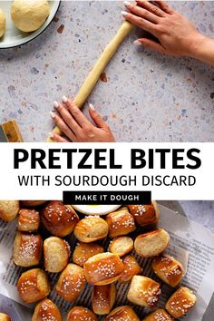 the cover of pretzel bites with sourdough discard