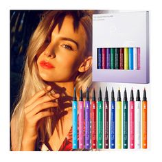 Colorful Colored Gel Eyeliner Pencil Pen Set 12 Colors  Eyeliner  Eye Shadow Pencil Set Pearl Metallic Glitter Eye Liner Eyeliner Pencils Kit for Women Feature:     【12 Colors Colorful Eyeliner 】12 different colors eyeliner pen including matte & glitter & metallic & pearl effects eyeliner, and super pigmented can be quickly colored. A variety of fashionable colors can meet your different makeup needs.     【Multifunctional Use】The Colorful Eyeliner Pencil can be not only for eye makeup, but also Glitter For Eyes, Liner Eyeshadow, Colors Eyeliner, Eye Makeup Stencil, Eyeshadow Liner, Colorful Eyeliner, Makeup Stencils, Colored Shadow, Eyeliner Set