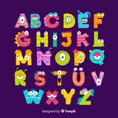 an alphabet with monsters on it