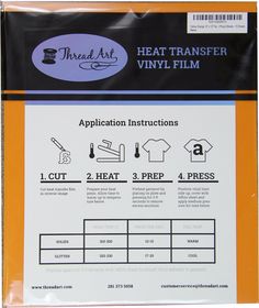 an instruction sheet for heat transfer vinyl film