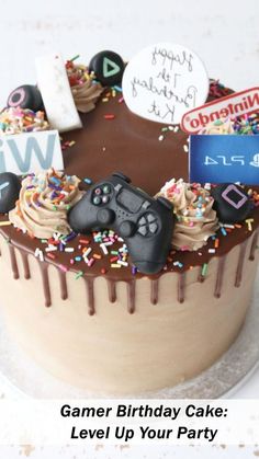 a birthday cake with video game controllers on it