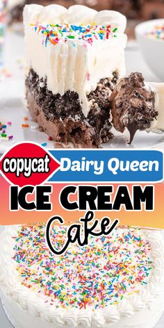 an advertisement for dairy queen ice cream cake