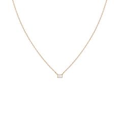 Solo Baguette Diamond Necklace in Yellow, Rose or White Gold Baguette Diamond Necklace, Baguette Necklace, French Cafe, Baguette Cut Diamond, Gold Bar, Engagement Jewelry, Baguette Diamond, Diamond Sizes, Spring Rings