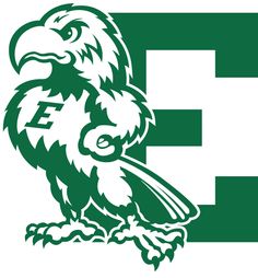 an eagle with the letter e on it's chest and wings is shown in green