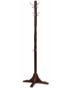 a coat rack with three hooks and two coats hanging on the top of each pole