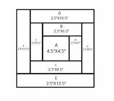 a square with four squares in it and the measurements for each area to be drawn