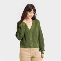 Women's Button-up Cardigan - Universal Thread™ Olive Green Xl : Target Quince Clothing Brand, Olive Green Cardigan, Outfit Cardigan, 2024 Style, High Neck Tank Top, Romantic Outfit, Green Cardigan, Womens Crewneck, Hem Style