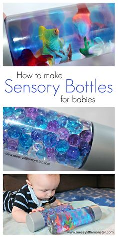 an image of how to make sensory bottles for babies