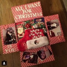 several christmas cards are laying on top of each other, including one with an ugly santa's stocking