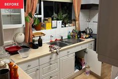 the kitchen is clean and ready to be used as a storage area for food items