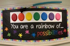 there is a sign with different colors on it that says you are a rainbow of possibilities