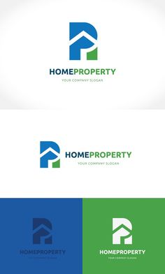 the logo for home property is shown in blue and green, with an arrow pointing up to