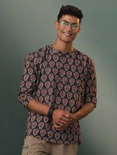 vastramay mens coffee brown printed short kurta Traditional Brown Cotton Kurta, Long Sleeve Brown Kurta For Festivals, Festive Brown Cotton Kurta, Festive Brown Kurta With Printed Motifs, Men Coffee, Short Kurta, Color Coffee, Brown Shorts, Coffee Brown