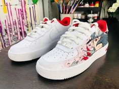 Itachi Air Force 1 Custom Painting Shoes, Shoe Design, Unique Shoes, Custom Sneakers, Painted Shoes