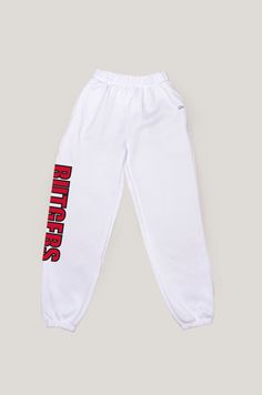 A must have! Stay comfy all season long in the our Rutgers Basic Sweatpants. These sweatpants feature a high-rise fit, elastic waistband, side pockets, and cuffed ankles. High-rise Elastic waistband Side pockets Cuffed ankles 75% Cotton, 25% Polyester Machine washable P.S. We'd love to see you repping this style! Don't forget to tag us to be featured ♡ *All MTO orders are made specifically for you. Please allow 3-6 business days for order to be processed and shipped. Please note we do not offer Vinyl Logo, University Apparel, Tailgate Outfit, Logo Application, Cute Preppy Outfits, Fleece Sweatpants, Red And Grey, Preppy Outfits, College Outfits