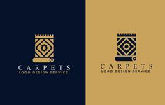 the logo for carpets is shown in three different colors and styles, including black, gold