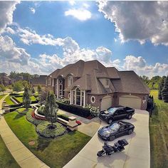 this is an aerial view of a luxury home