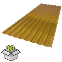 an image of a corrugated roof with the number 10 on it and a box in front