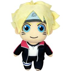 a stuffed toy with blue eyes and blonde hair