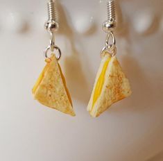 Sandwich Earrings, Cheese Earrings, Earrings Fimo, Cake Earrings, Earrings Food, Slice Of Cake, Weird Jewelry, Funny Earrings, ดินปั้น Polymer Clay