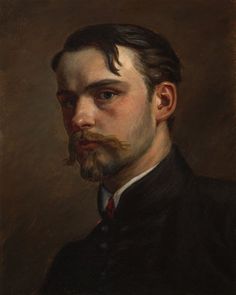 an oil painting of a man with a beard and moustache on his face