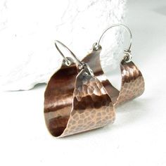 Rustic Hoops Hammered Copper Earrings Mixed Metal Basket | Etsy Copper Hammered Hoop Earrings As Gift, Hammered Copper Hoop Earrings As Gift, Hammered Metal Jewelry, Copper Earrings Handmade, Hammered Copper Earrings, Silver Basket, Copper Gifts, Copper Jewelry Handmade, Metal Basket