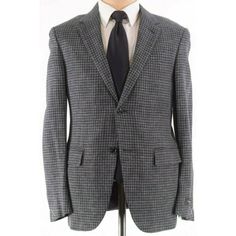 * Pit To Pit: 20.5 * Waist At Top Button (Edge To Edge): 19.5 * Length (Bottom Of Collar): 28.5 * Shoulder To Shoulder: 18.25 * Sleeve: 25 Elegant Gray Winter Suits, Elegant Tailored Gray Sport Coat, Designer Wool Suits For Business, Elegant Gray Sport Coat For Semi-formal Occasions, Luxury Gray Outerwear For Formal Occasions, Luxury Gray Business Blazer, Elegant Gray Semi-formal Sport Coat, Luxury Gray Business Suit, Navy Blue Pinstripe Suit