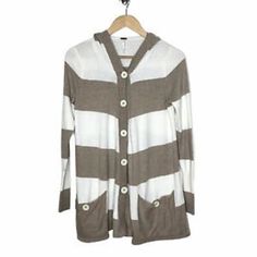 Free People Striped Hooded Cardigan New With Tags Soft Hooded Cardigan In Ivory Natural Stripes Nice Piece To Add To Your Wardrobe Laying Flat Approx Armpit To Armpit - 21" Length Approx - 26" - 28" Hooded Cardigan, Free People Sweater, Sweaters & Cardigans, Free People, Sweaters For Women, Stripes, Wardrobe, Women Shopping, Color