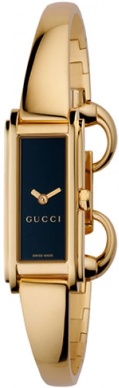 YA109524 GUCCI 109 WOMEN'S WATCH Usually ships within 6 months | Click to View In Stock Watches on Sale Store Display Model (What's This?) - Free Overnight Shipping - With Manufacturer Serial Numbers - Swiss Made - Black Dial - Battery Operated Quartz Movement - 3 Year Warranty - Guaranteed Authentic - Certificate of Authenticity - Manufacturer Box & Manual - Polished Gold Tone Case & Bracelet - Scratch Resistant Sapphire Crystal - 30 Meters / 100 Feet Water-Resistant - 30mm x 14mm = 1 1/8" X 1/4" Case - Adjustable Bangle Bracelet will fit up to 6 3/4" Wrist - Jewelry Clasp - Free Bracelet Sizing - Free Lifetime Battery Replacement     Also Known As Model # 109524 White Gold Bangle, Gold Plated Watch, Gold Watches, Adjustable Bangle Bracelet, Gucci Jewelry, Yellow Gold Bangle, Bangle Watches, Wrist Jewelry, Gucci Watch