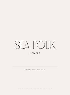 the sea folk logo is shown in black and white, with an elegant font pattern