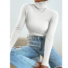 White Ribbed Turtleneck Casual Ribbed Knit High Stretch Slim Fit 50% Polyester 27% Viscose 23% Nylon S-4 M-6 L-8/10 Xl-12 Size Tags Are S, M, L, Etc Shop My Boutique For Styles / Events! Romantic Date Night Bride Lingerie Winter Fall Summer Spring Boho Love Gypsy Hippy Beachy Resort Bohemian Lace Girly Trendy Minimalist Y2k College 90s 00s 60s 70s Vintage Engagement Party Wedding Bachelorette Travel Western Cruise Tiktok Classy Work Office Business Sexy Modest Festival Blue Silk Pink White Baby Turtleneck Sweater Necklace, Look Legging, Bodycon Floral Dress, Sweaters Online, Ribbed Knit Sweater, Crop Top Blouse, Basic Tops, Outfit Casual