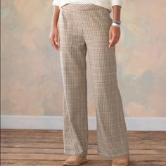 Brand New With Tags From Sundance. Perfect For Work And Weekend, Wide-Leg, High Rise 'Brewster' Pants In Plaid, With Front Pockets. 100% Cotton. Machine Wash. Size 12 And 16. 12” Rise And 31" Inseam. Originally $128. Now $69 Fitted Straight Pants With Pull-on Style, Fitted Full Length Dress Pants With Elastic Waistband, Fitted Pull-on Full Length Pants, Fitted Straight Leg Pants With Elastic Waistband, Fitted Pants With Elastic Waistband And Straight Leg, Fitted Full-length Pull-on Pants, Fitted Full Length Pants With Elastic Waistband, Fitted Pull-on Dress Pants, Fitted Wide Leg Pants With Elastic Waistband For Fall