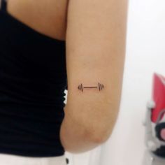 Weight Tattoo Ideas, Tiny Barbell Tattoo, Dumbell Tattoo Women, Fitness Inspired Tattoos, Small Barbell Tattoo, Weight Tattoo Fitness, Everything Works Out Tattoo