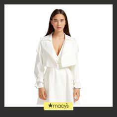 in stock White Belted Outerwear For Work, White Summer Outerwear For A Day Out, White Spring Outerwear For Day Out, Cropped Trench Coat, Manhattan, Trench Coat, Pick Up, In Store, Buy Online