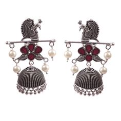 Overview These stylish Jhumka Earrings set from JewelryTrack will certainly leave you spellbound. These Jhumka Earrings set have an excellent finish and gives out an exquisite sense of style. If you are looking for an amazing Fashion Jewelry set for special occasions such as Anniversary, Engagement, Party, Wedding or for gifting , then your search ends here. Item Description: The look is stunning and preciously suitable for all kinds of dressy occasions. COLOR : Silver Metal: Brass With Good Qua Peacock Party, Fashion Jewelry Sets, Indian Earrings, Jhumka Earrings, Ethnic Earrings, Circle Studs, Oxidized Silver, Star Designs, Party Wear