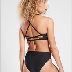 Athleta D-Dd Triangle Bikini Top Swim | Black Small #511644 New With Tags Fully Adjustable Removable Pads For: Swim, Surf, Stand-Up Paddleboard And All Water Sports Feel; Recycled H:Eco Swim Fabric Is Sleek With Powerful Stretch Fave: Back Ties For Adjustability And Feminine Strappy Detail #511644 Fabric + Care Recycled Nylon, Lycra Rated Upf 50+ Quick-Drying Lycra Xtra Life Spandex Machine Wash And Line Dry. ***Inner Label Is Marked To Prevent Store Return Black Triangle Top Sports Bra With Built-in Bra, Black Sports Swimwear With Built-in Bra, Sports Halter Neck Tankini With Built-in Bra, Sports Swimwear With Built-in Bra And Stretch, Sports Tankini With Built-in Padding, Sporty Halter Neck Swimwear With Built-in Bra, Sporty Seamless T-back Swimwear, Sports Tankini With Built-in Bra And Triangle Top, Athleisure Stretch Halter Neck Swimwear