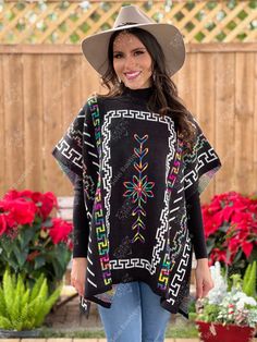 This gorgeous Unisex Mexican Artisanal Poncho is perfect for the cold months ahead! The multicolor Ethnic design adds that perfect pop of color and style to your wardrobe. This poncho is knit, closes one button on each side and it comes in one size so anyone ranging from size Small to Extra Large will be able to wear it. Purchase the accessories modeled here: Mexican Hat: https://www.etsy.com/es/listing/909503918/hermoso-sombrero-mexicano-de-gamuza?ref=listings_manager_grid&variation0=218644 Multicolor Poncho Shawl For Winter, Multicolor Shawl Poncho For Winter, Bohemian Multicolor Sweater For Beach, Bohemian Multicolor Beach Sweater, Multicolor Bohemian Beach Sweater, Multicolor Cape Poncho For Winter, Multicolor Winter Cape Poncho, Colorful Bohemian Poncho, Multicolor Winter Poncho